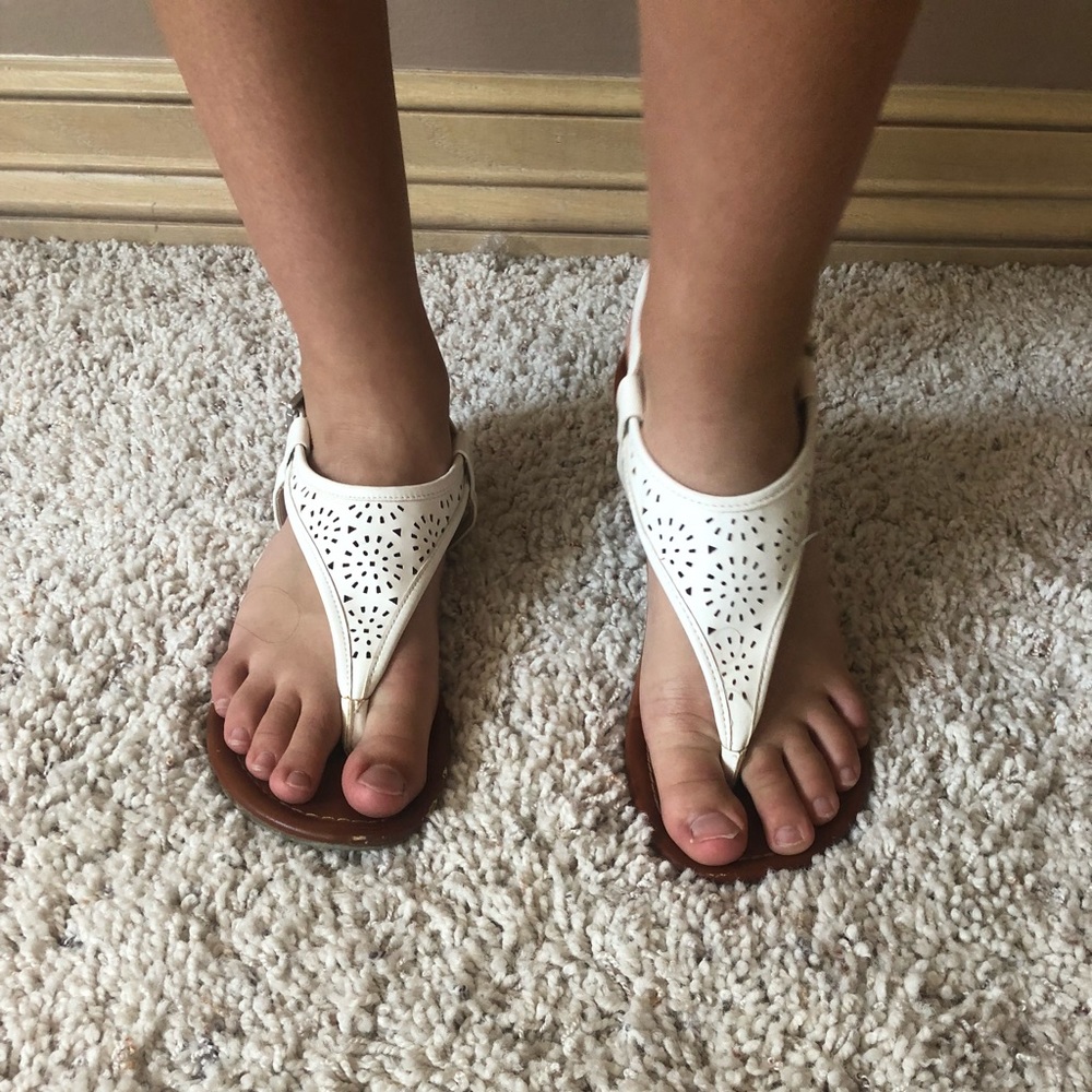 White triangle sandals